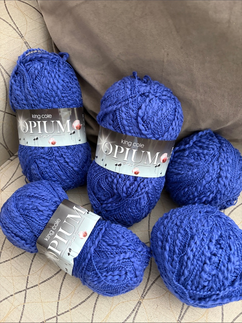 King Cole “Opium” Blue Chunky weight Yarn - 5 Skeins